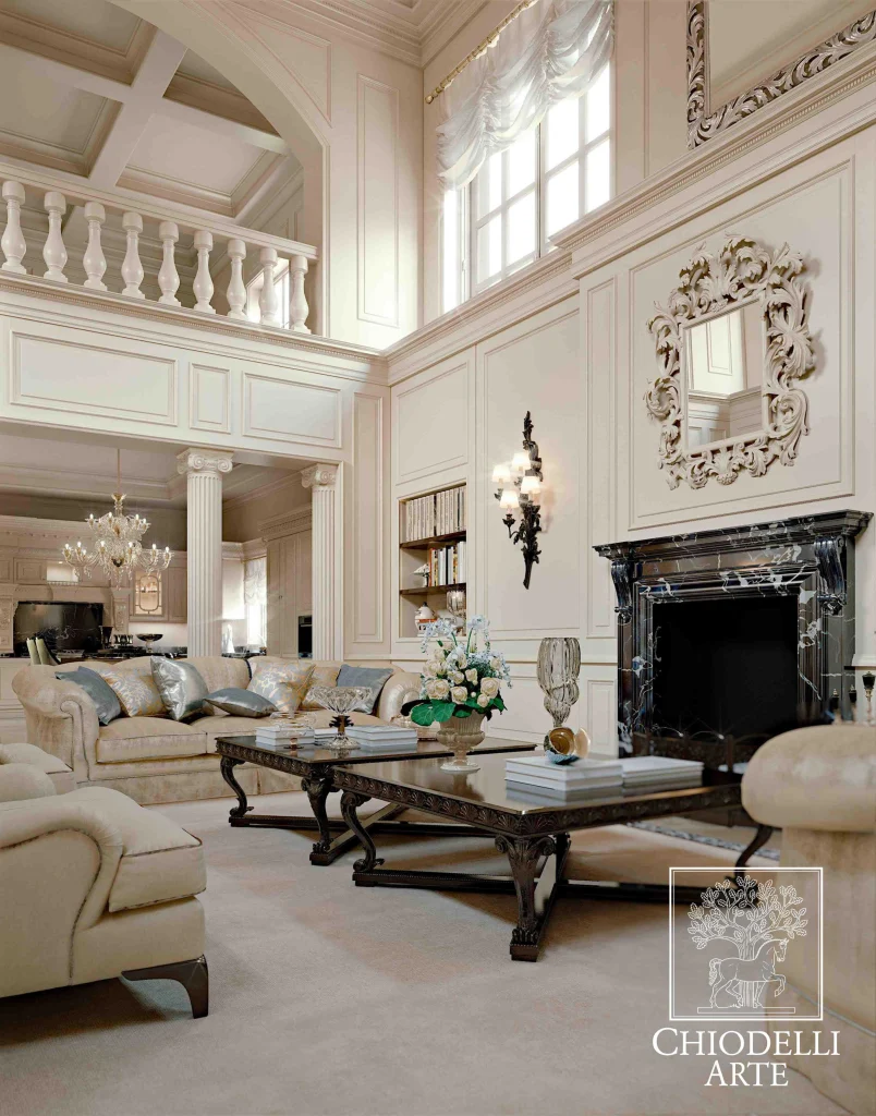 Un salotto bianco, in stile classico