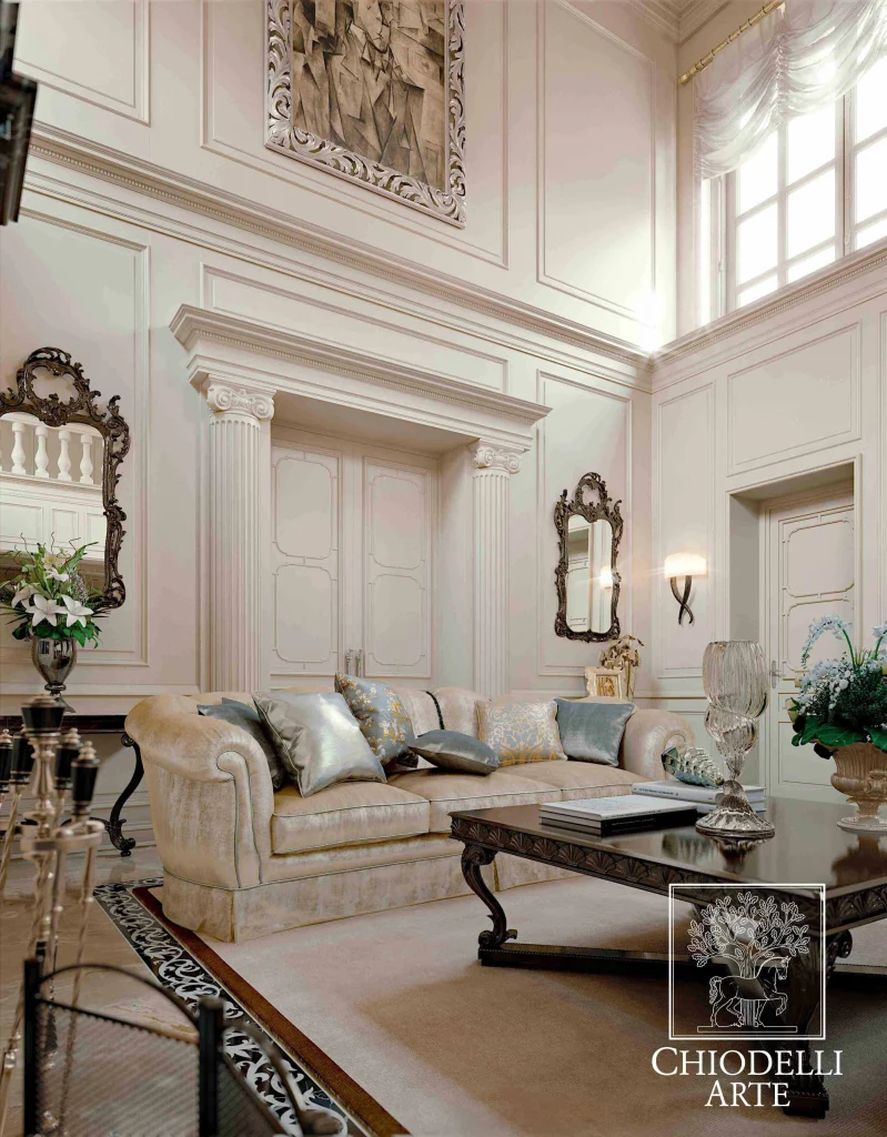 Un salotto bianco, in stile classico