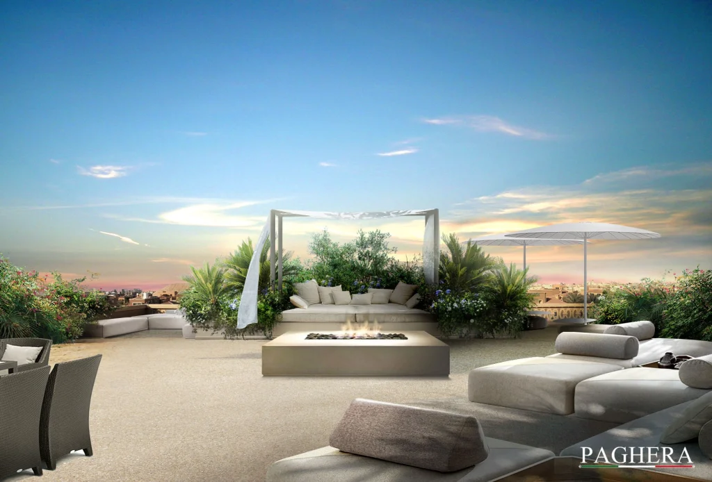 Una terrazza tra le piramidi